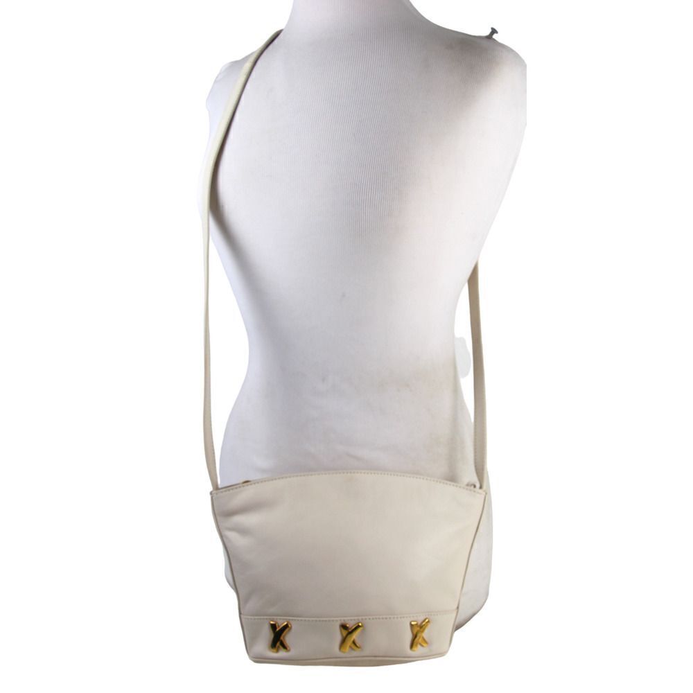 Paloma Picasso ITALY OFF WHITE GENUINE LEATHER SHOULDER BAG X-BODY HANDBAG PURSE - Picture 2 of 16